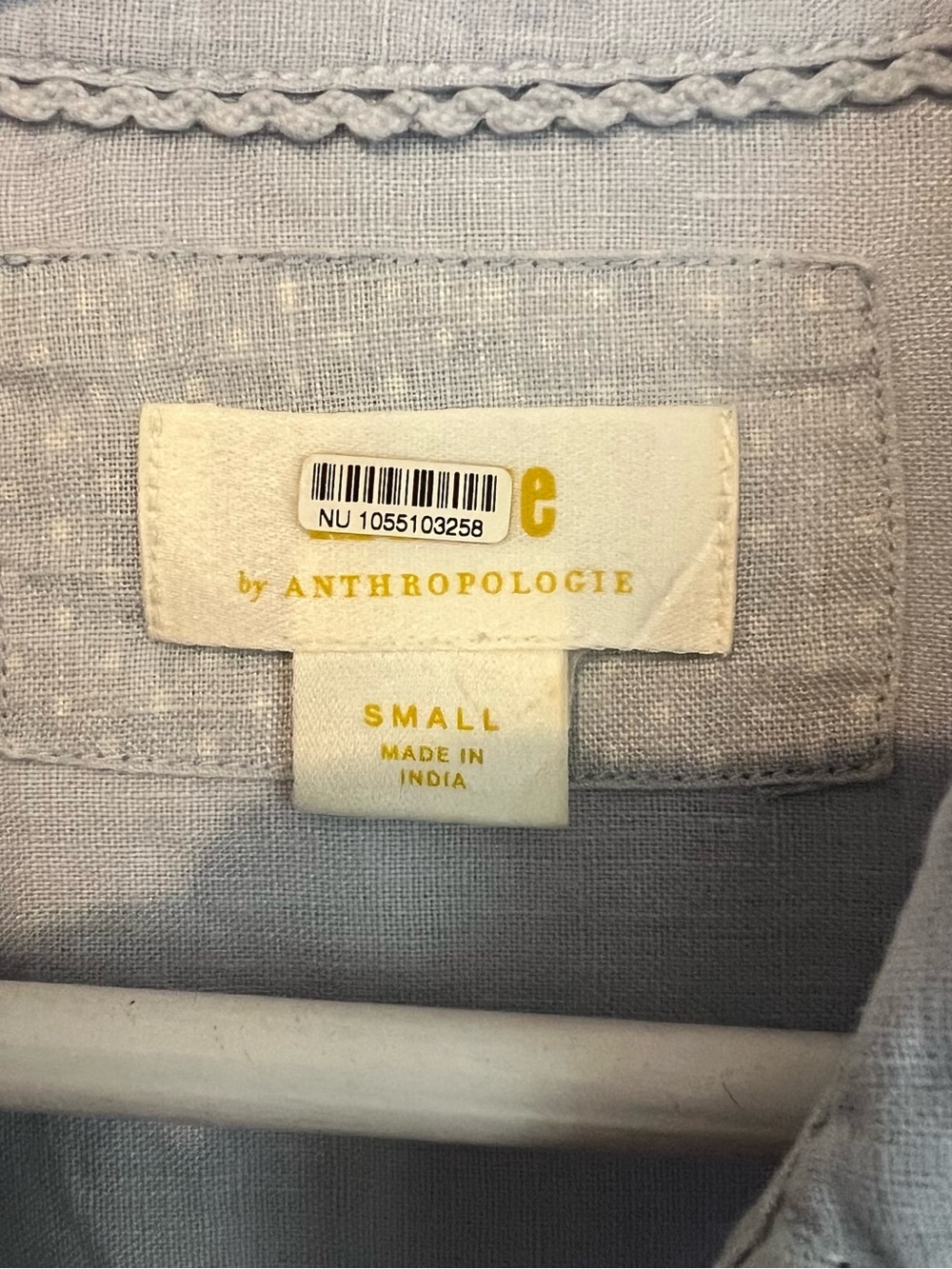 Upcycled Maeve Anthropologie Pale Blue Linen Button-Up Shirt - Picture 9 of 11
